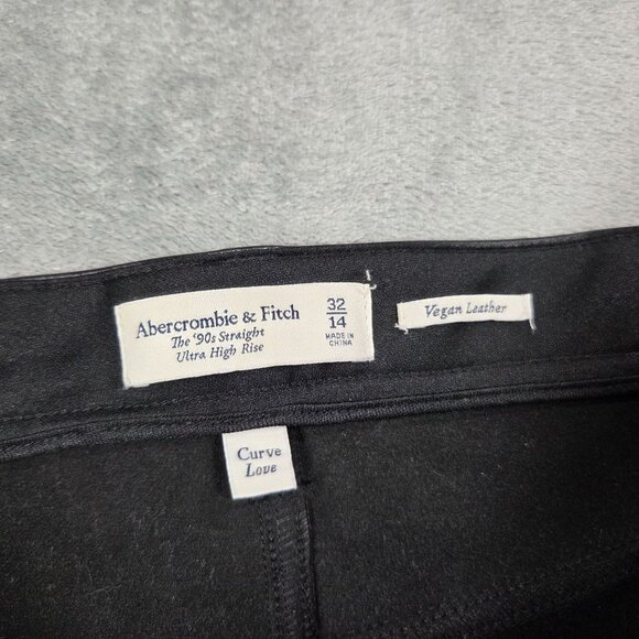 Abercrombie Fitch Pants 14 90s Straight Ultra High Rise Faux Leather Curve Love - Picture 2 of 8